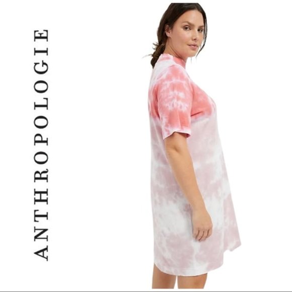 Anthropologie T.LA Heidi Mock Neck Tee Dress in Pink Tie Dye - Picture 2 of 2